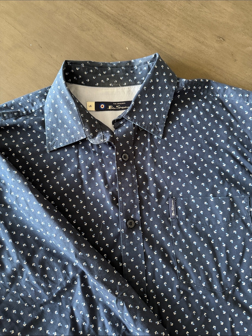 Ben Sherman Blue Micro-Print Button-Down Shirt